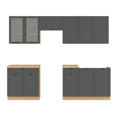 Modular kitchen SEMI LINE 260 UKLAD 2, oak reveal / graphite